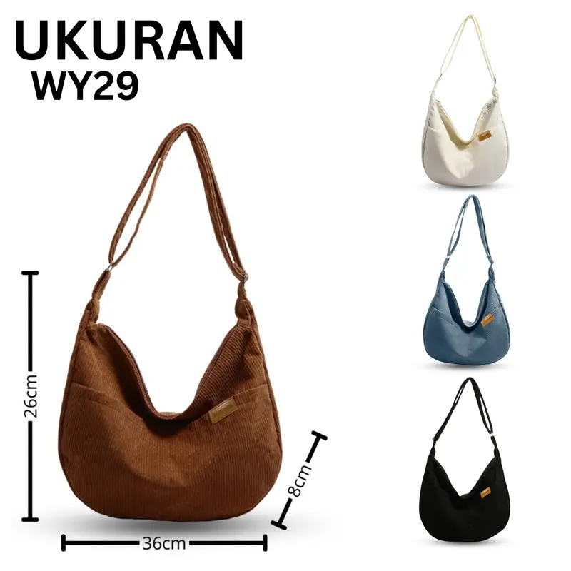 Tas Bahu Selempang Wanita / Slingbag Corduroy / Half moon bag / Waist Bag Terbaru High Quality - WY29 1