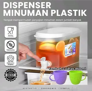 PROMO (BISA COD) Dispenser Jus Plastik Mini 4 Liter / Galon Air Kecil / Ketel Minuman Dingin / Keran Dispenser / Bucket Mini Juice / Water Tank Portable / Dispenser Kulkas