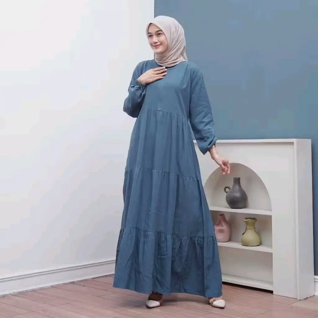 Gamis Rayon Premium polos susun 3 busui friendly Dress Casual Panjang