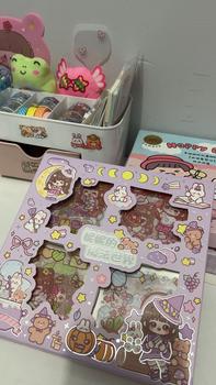 Product Review of 100 Pcs/Box Cute Girl Cartoon Stickers Tape Set No Repeating Pattern Transparent Water Bottle Sticker Ins Gift Pelekat Comel Diy Friends from f**e 0