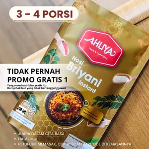 Nasi Biryani Instant Ahliya dengan beras basmati untuk 3 sampai 4 porsi