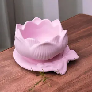 Lotus Horder Wadah Tempat Lilin Aromaterapi Bentuk Bunga Lotus Warna Pink untuk Dekorasi Rumah