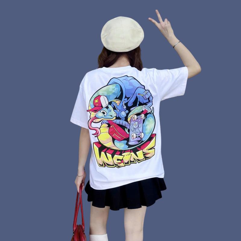  Áo phông WEINS mẫu Snake Skate áo thun form rộng  cổ tròn basic vải  cotton compact extra co giãn 2 chiều thấm hút chất lượng cao cho nam nữ Menswear 