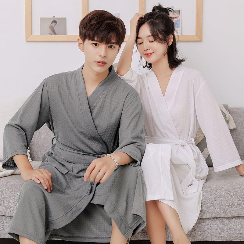 Product Introduction of [Jennifer]PLUS SIZE Couple bathrobe Women long spring and autumn thin section men large size hotel night Dress ladies pajamas 15