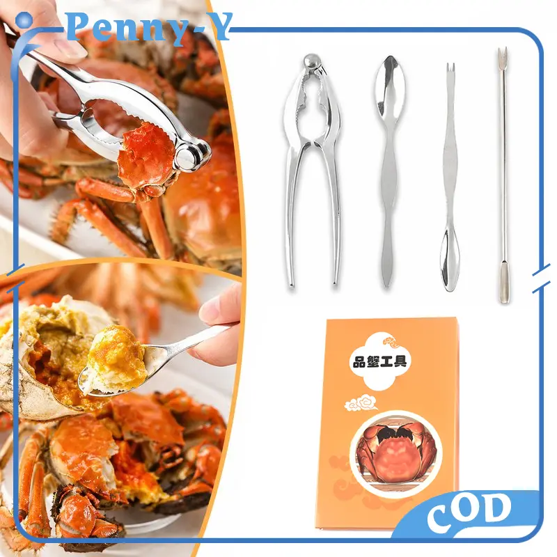 4p Set Penjepit Kepiting Stainless Pemecah Cangkang Crab Cra er Alat Makan Seafood