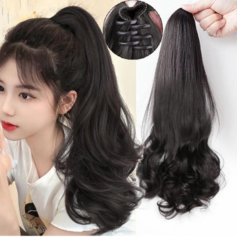 Tóc Giả Thời Trang 40Cm Cho Nữ, Kẹp Vuốt, Xoăn Dài Tự Nhiên, Tóc Đuôi Ngựa, Nối Tóc Women Wig