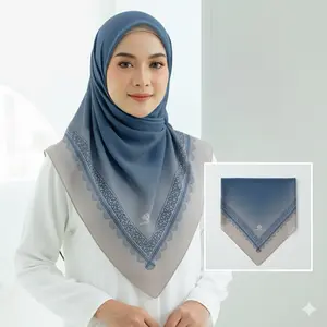 Hijab Segi empat Voal motif Kerudung voal motif segi empat Muslim Square
