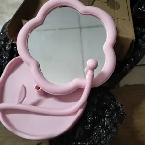 CERMIN BUNGA Standing Mirror Makeup Rotating Aesthetic Stand Mirror Flower Kaca Meja Rias Serbaguna