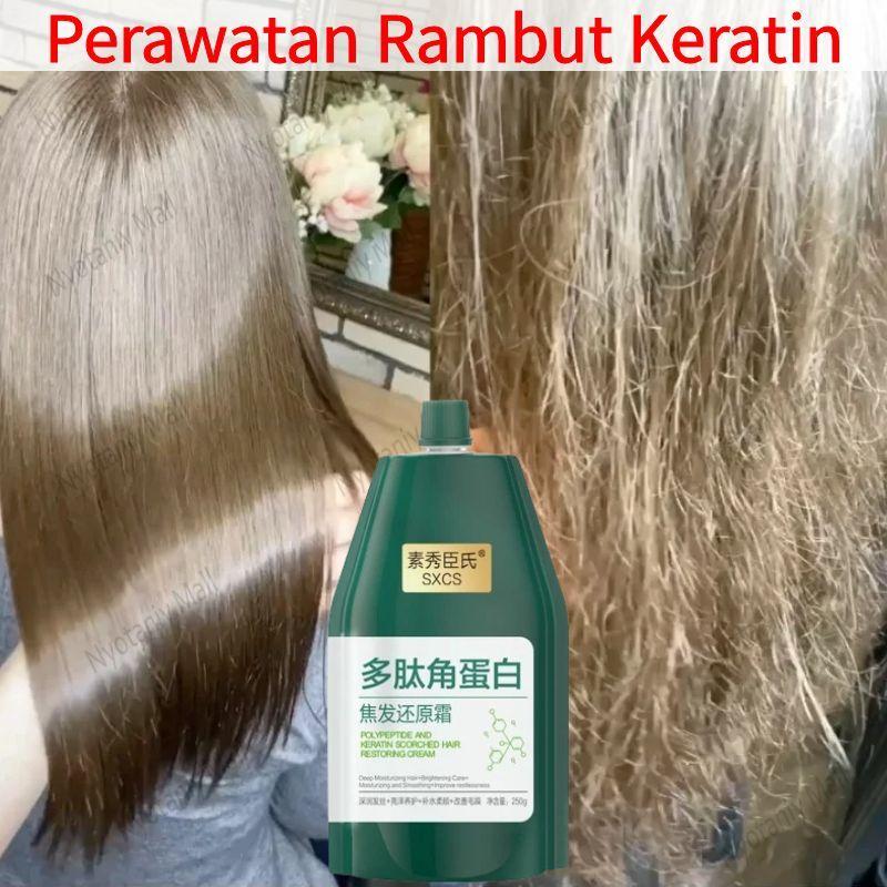 Krim pelurus rambut keratin smoothing krim rambut kering dan mengembang smoothing keratin permanen memperbaiki rambut rusak - 250g