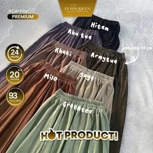 ROK POLOS PREMIUM HYGET GRADE A Karet Muslim Wanita Bawahan Dewasa Panjang Katun outfit  muslimah