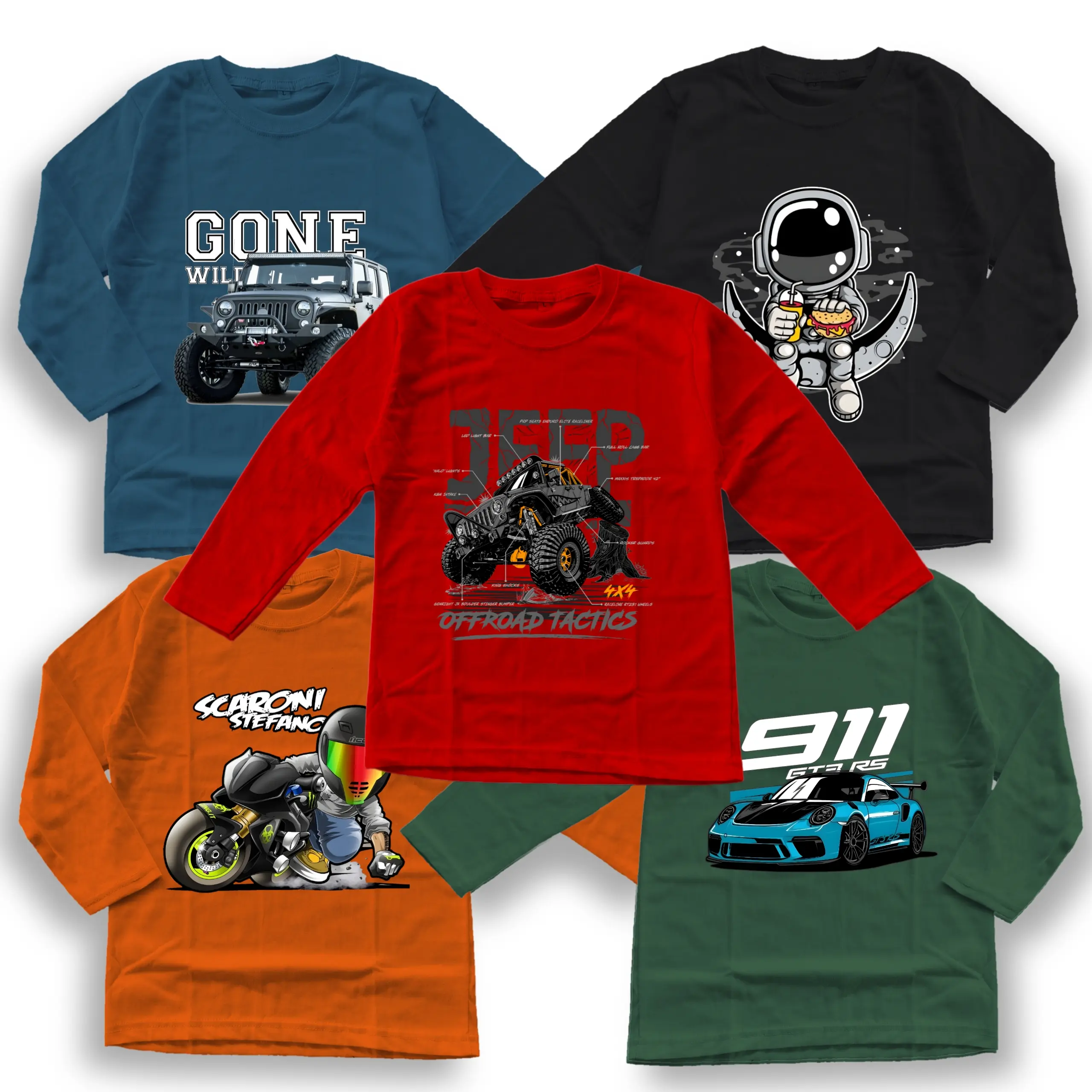 Obral kaos Random motif anak usia 3,5-14 tahun lengan panjang motif keren bahan katun Combed