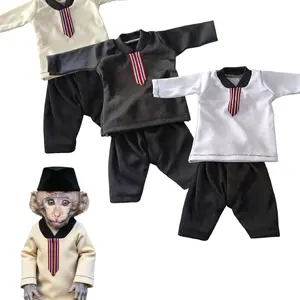 Baju Hewan Monyet Peliharaan Model Setelan Koko Tanpa Peci dengan Pilihan Warna Krem Hitam dan Putih