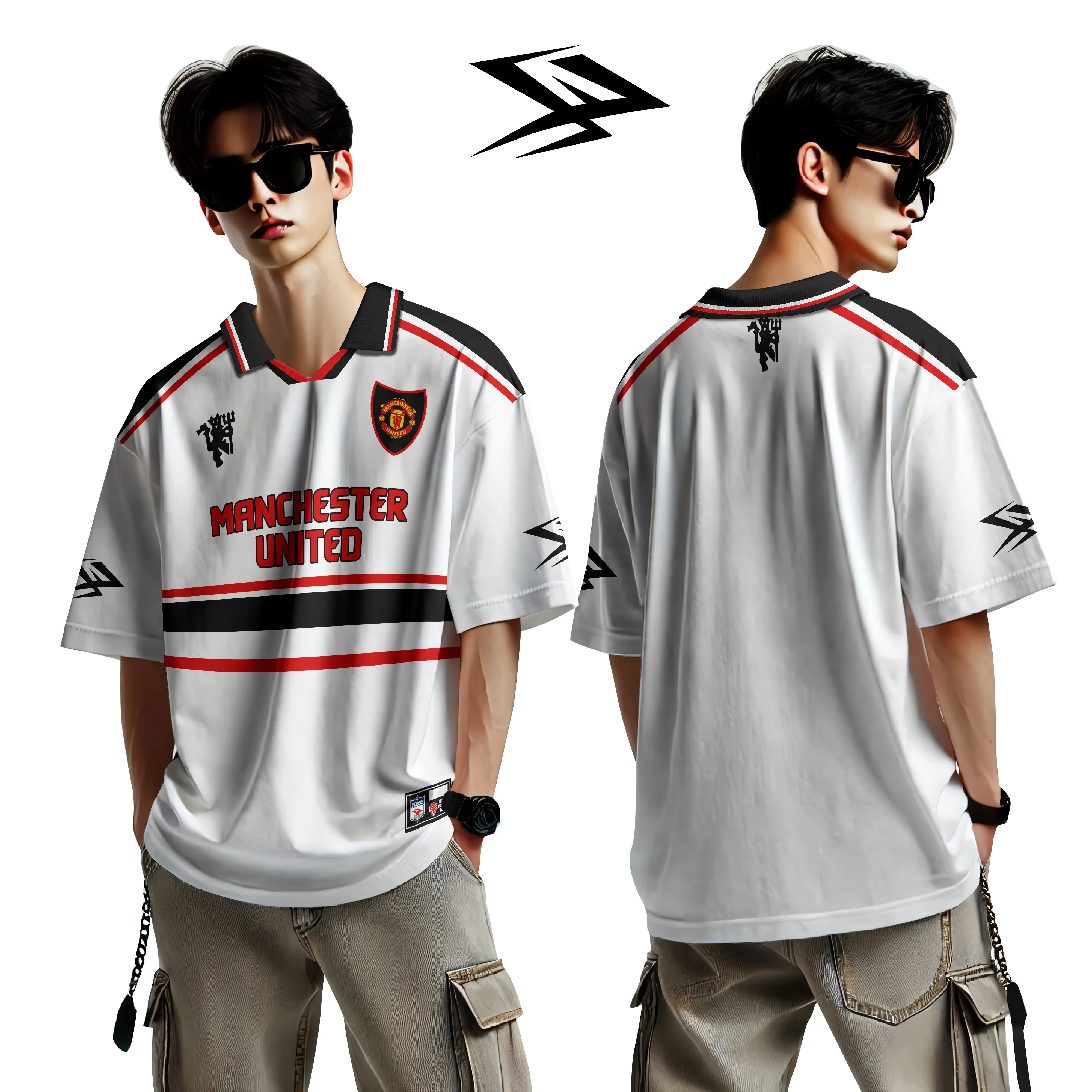 Jersey Oversize Manchester United White Casual Fullprint