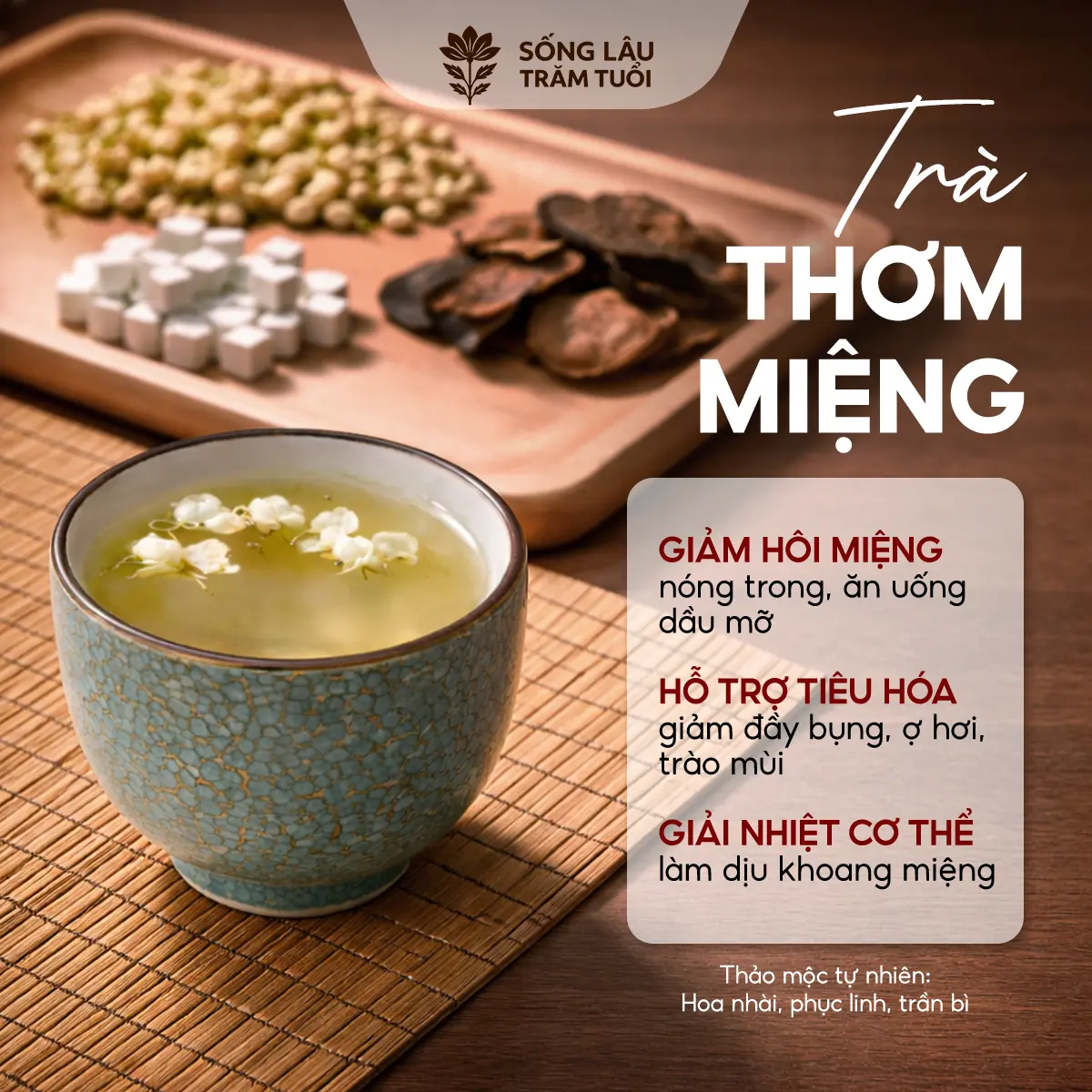 [HÒA ĐÀ] Trà Dưỡng Hương Hoa Nhài,Trà Thơm Mát Thanh Nhiệt, Hỗ trợ Tăng Cường Đào Thải Cơ Thể Phục Linh Trần Bì