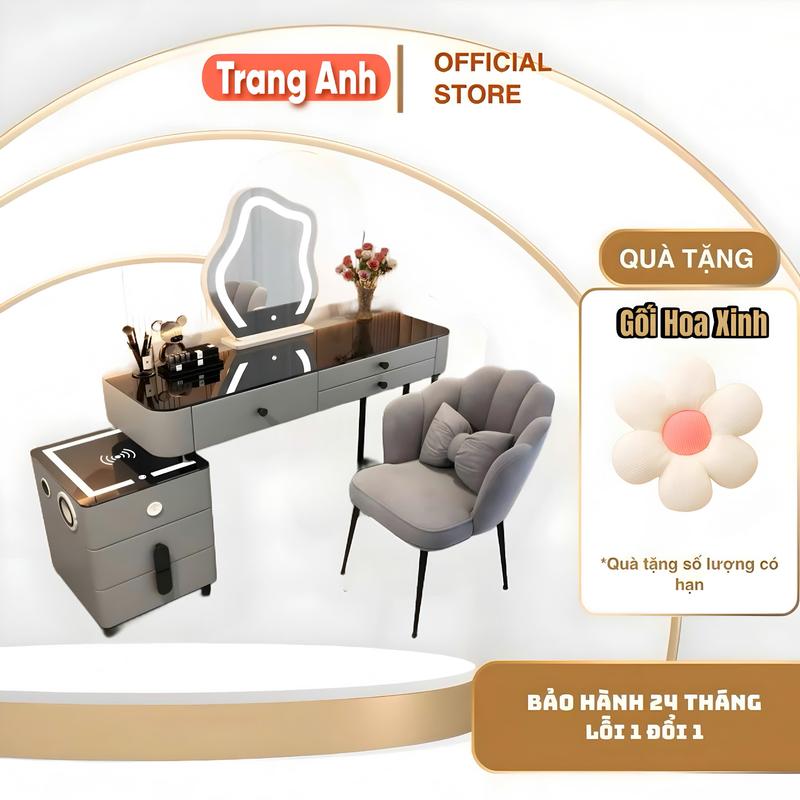 [L01] Bàn trang điểm nhập khẩu hiện đại cá tính kết hợp loa Bluetooth sạc không dây, gương đèn led 3 màu_TrangAnhstore