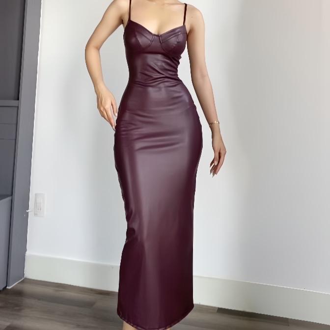 Đầm body nữ da cup hai dây xẻ sau cá tính sang chảnh Lolystore dress women NH415