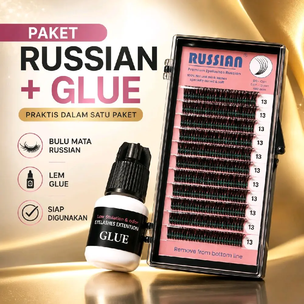 Bulumata Russian Dan Lem Glue Jumbo Mudah di Pake Untuk Semua Pemasangan Eyelash Extension