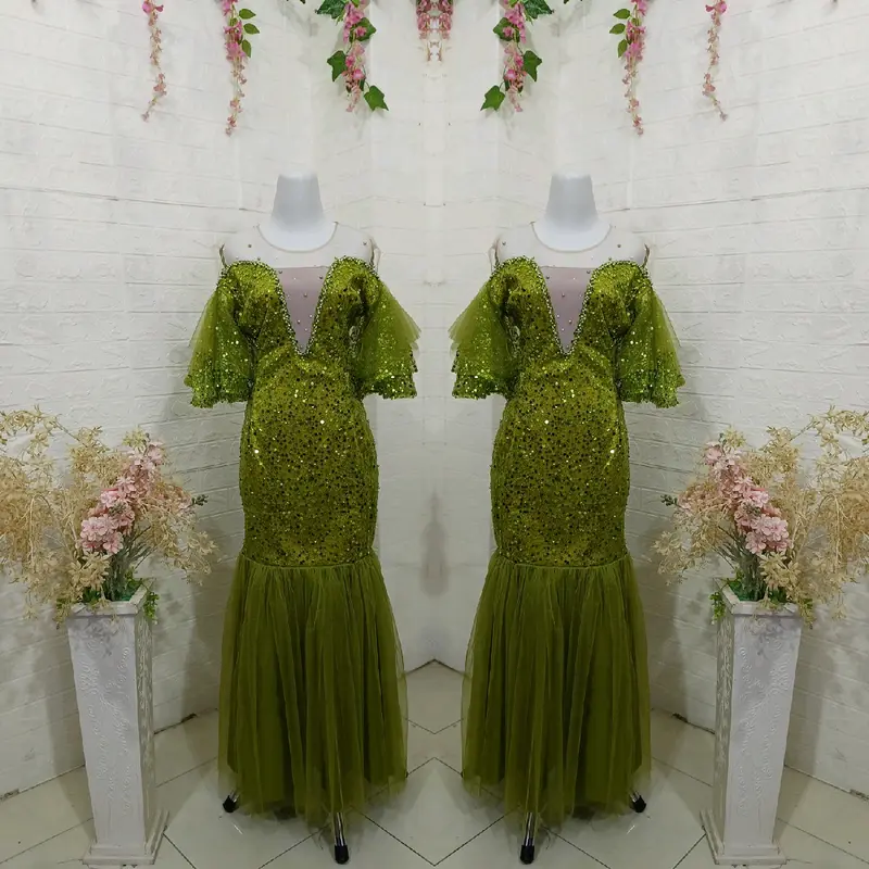 REVALINA-0035 || GAUN DUYUNG SQUIN PAYET MUTIARA MEWAH //Dress pesta // Gaun Wanita Panjang 7