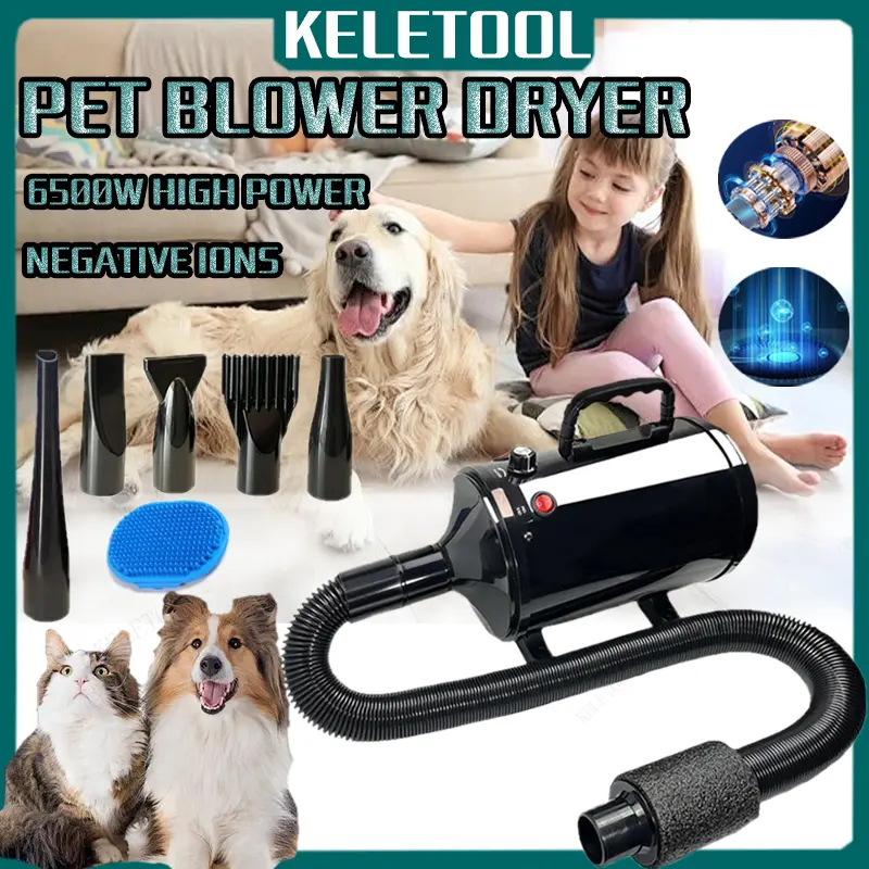 6500W Professional Pet Grooming Dryer with High-Velocity and 5 Nozzles for Dogs