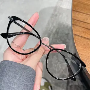 Kacamata Frame Cat Eye Lensa Anti Radiasi Gagang Metal Fashion Wanita Classy Look PLAR019 Antiradiasi