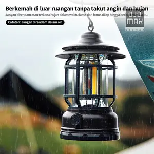DJDMax Retro Lentera Lampu Camping Gantung Retro Model Petromax / Lampu camping patromax outdoor / Lampu emergency batrai 18650 / Lampu tenda camping / lampu led camping / Lampu camping Led rechargeable / lampu outdoor / Lampu tenda camping