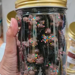 Coklat Kacang toples 600ml dengan Hiasan Warna-warni dalam Jar Transparan
