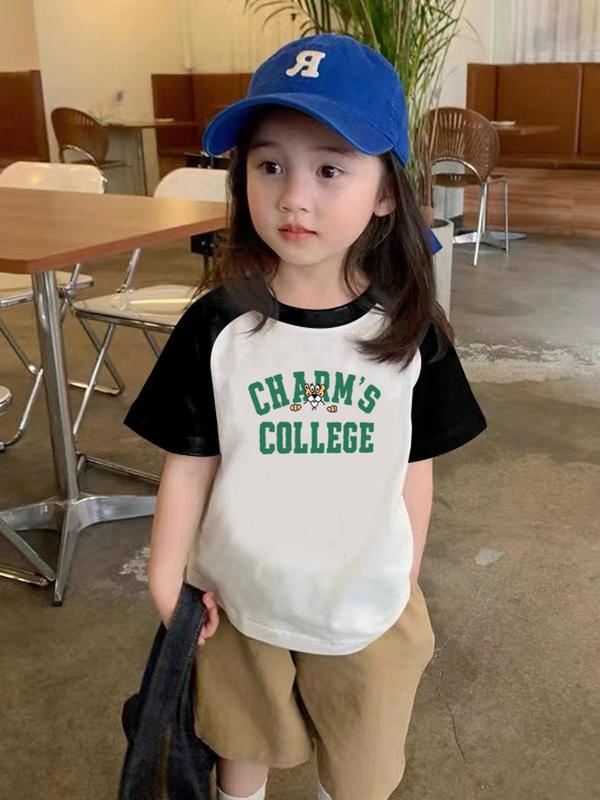 Summer trendy brand pure cotton short sleeved T-shirt for boys and girls new casual design loose  versatile top for middle and young children 2