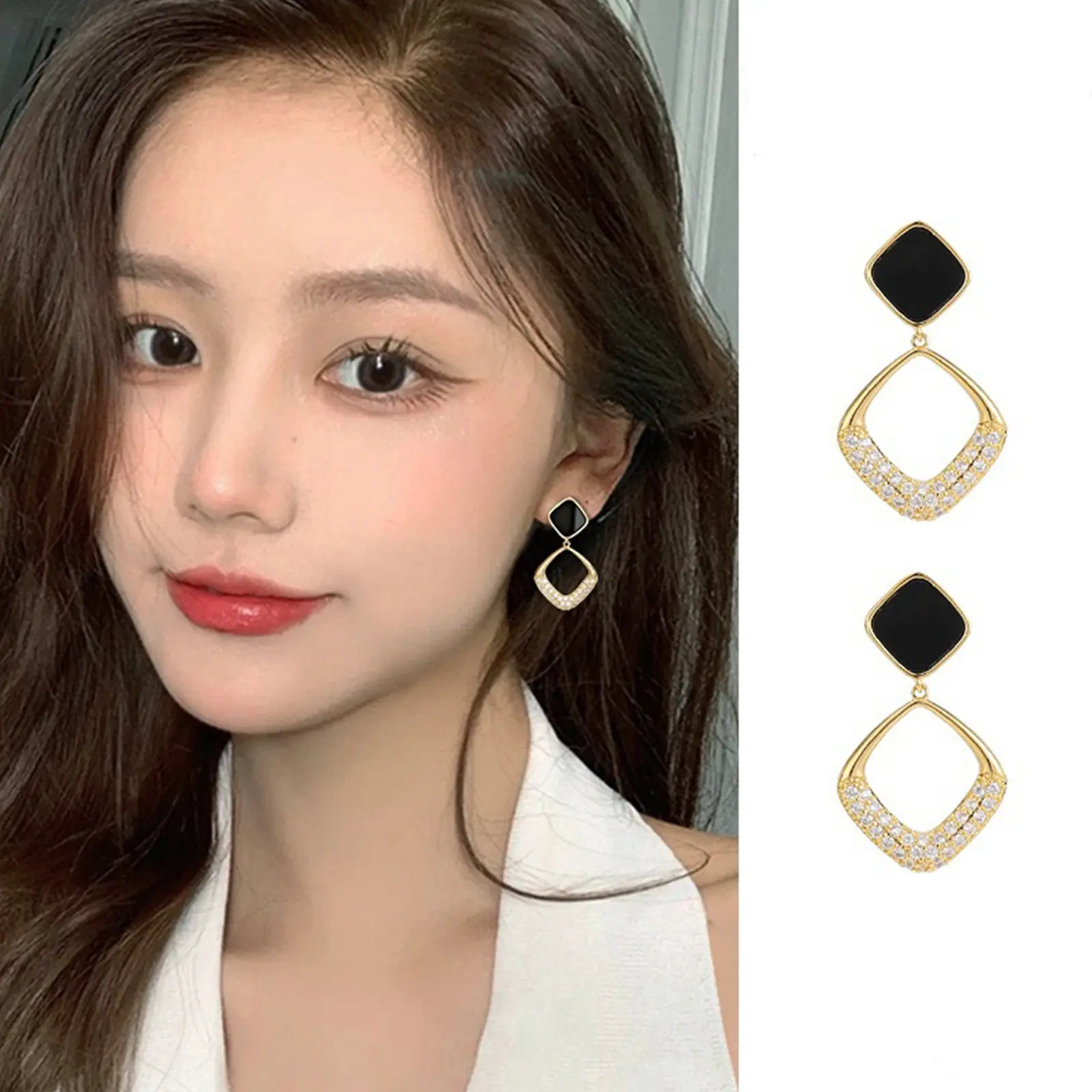 Luxurious Retro Earrings Elegant Square Earrings