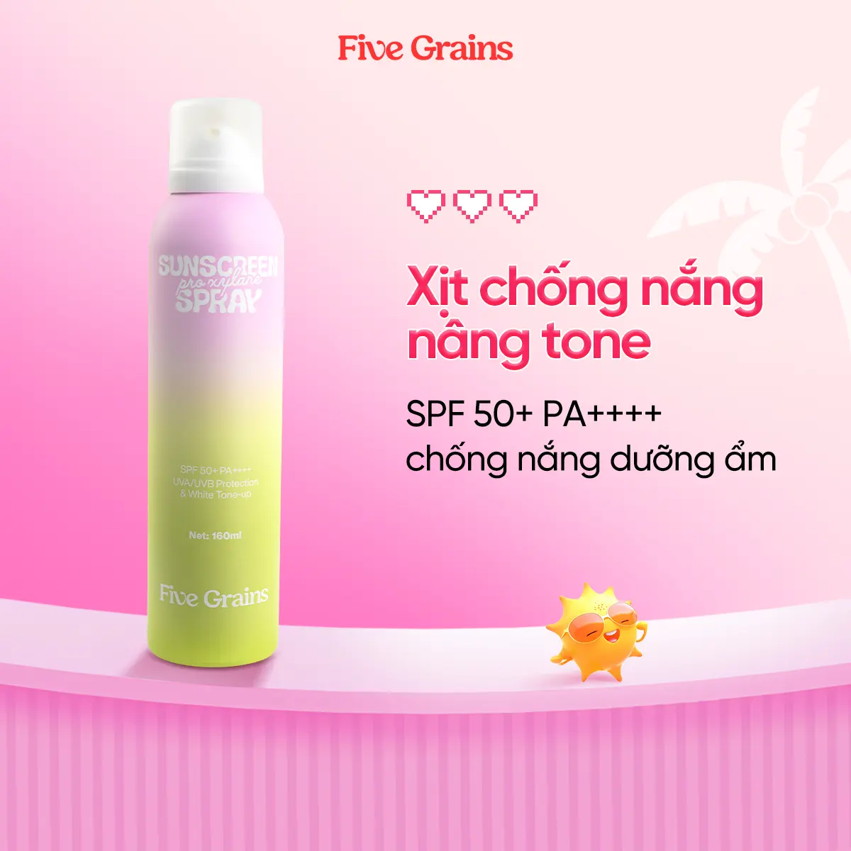 Xịt chống nắng Five Grains nâng tone Pro-Xylane 160ML