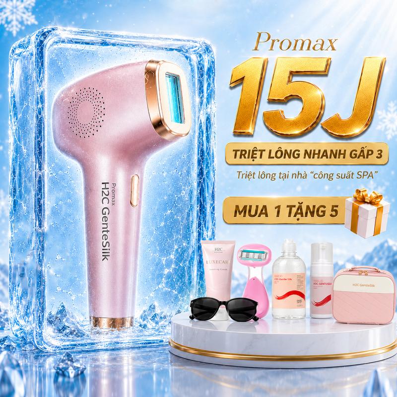 Máy triệt lông SIÊU MẠNH cao cấp H2C GentleSilk Promax 9 cấp độ - Bảo hành ĐỔI MỚI 12 tháng - Công nghệ IPL - Tặng full combo cạo lông