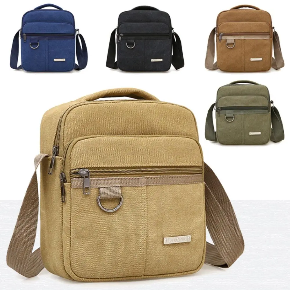Multifunctional Canvas Men's Bag Casual Black Blue Green Khaki Large Capacity Crossbody Bag Handbag Outdoor