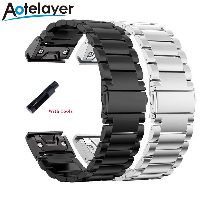 20 22 26mm Quick Release Solid Stainless Steel Watch Strap for Garmin Fenix 8X…