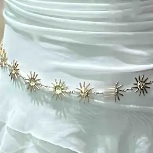 Rantai Pinggang Bunga Matahari Tersenyum Kecil Logam Rantai Pinggang Pinggang Gaun Wanita B226