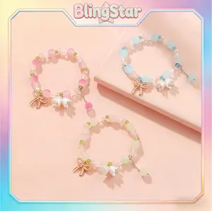 BlingStar Gelang Ribbon Warna-Warni Belinda Paduan Alloy Choquette ala Korea & Jepang Aksesoris Wanita Trendy 2025 B129 Material Alloy Premium Desain Unik Korea-Jepang Cocok untuk Daily Use Kulit Bracelet