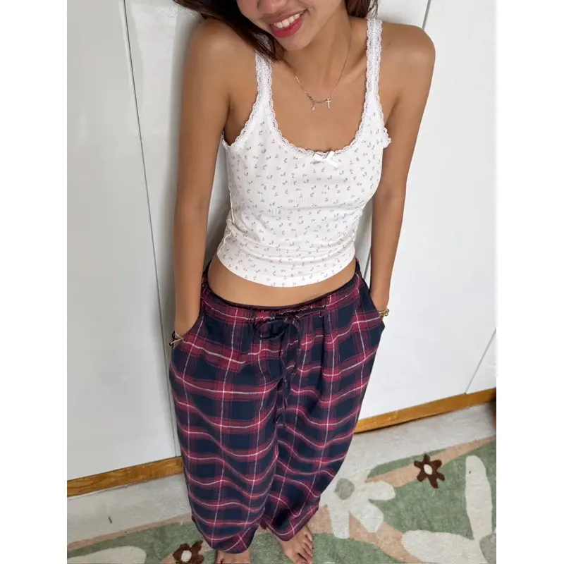 Daisy pants| Quần Ngủ dài, Sọc Kẻ ở nhà chất kate thoải mái, có dây rút 3