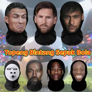 Neymar Messi Sports Football Masker Kepala Kreatif Weird/Topeng Wajah Nyata Pasangan / Topeng Ugly Face Lucu/Masker Motor Pelindung Sinar Matahari Kulit