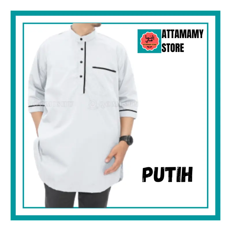 Baju Koko Kurta Pakistan Qomishu Original Bahan Katun Poplin Baju Taqwa Takwa Pria Dewasa 3