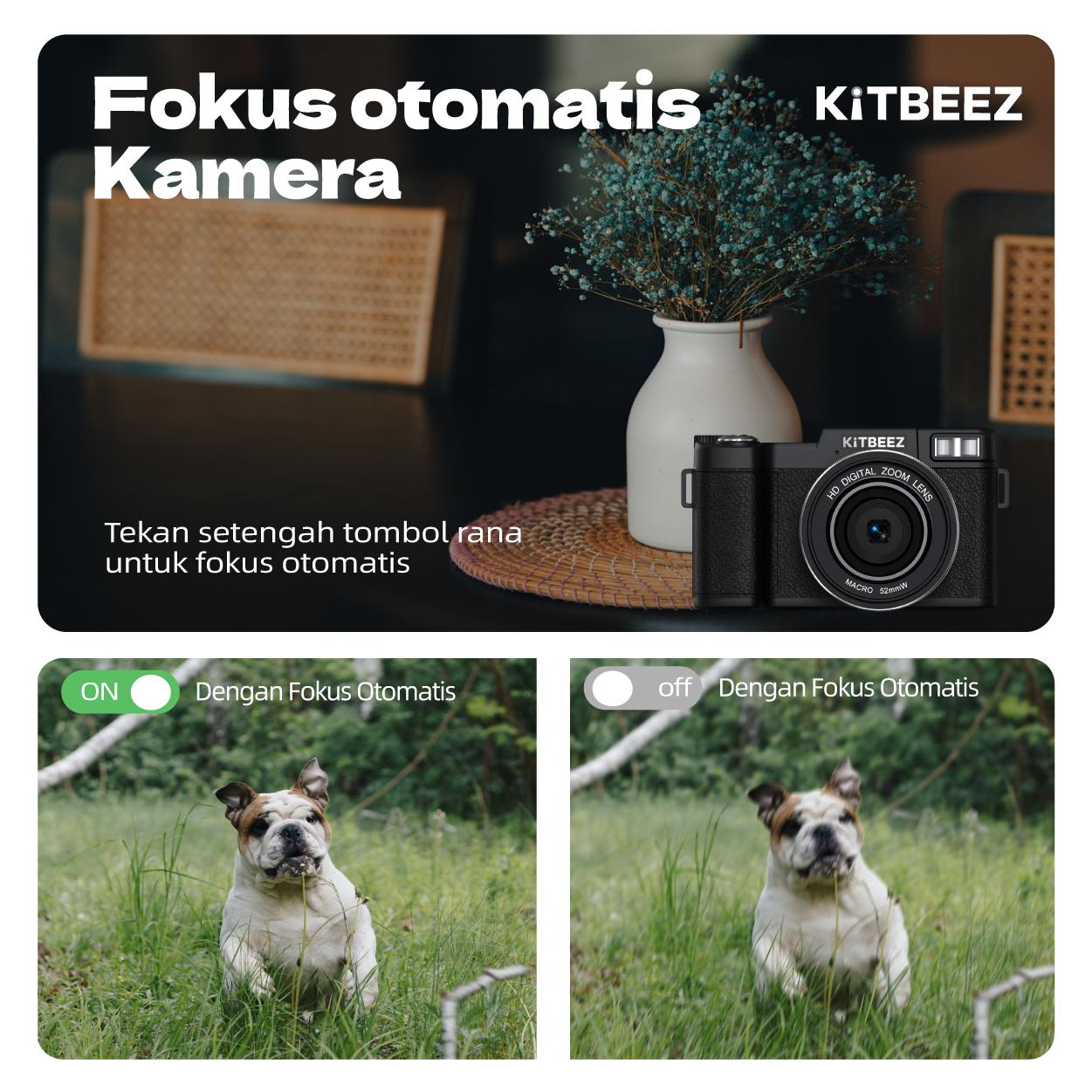 【KiTBEEZ KP-4】 Kamera Digital 5K WiFi 75MP dengan Zoom Digital 18X, Layar Putar 180°, Flash Intelligent Muncul Otomatis untuk Selfie & Pembuatan Vlog 【KiTBEEZ KP-4】 Kamera Digital 5K WiFi 75MP dengan Zoom Digital 18X, Layar Putar 180°, Flash Intelligent Muncul Otomatis untuk Selfie & Pembuatan Vlog