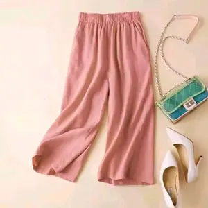 Celana Kulot Panjang Wanita Linen Premium Bahan Nyaman Desain Elegan Cocok untuk Santai hingga Semi-formal Panjang 90cm