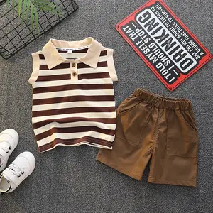 Pakaian musim panas gaya laki-laki pakaian bayi Korea gaya laki-laki, dua garis fashionable di bawah gaya laki-laki