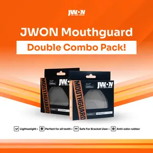 JWON Mouthguard 2 PCS Black & Blue Bundle ! Pelindung Gigi Gusi Warna Hitam Biru Fleksibel Ringan Tahan Lama - Cocok Untuk Semua Gigi dan Pengguna Kawat Gigi - Karate Taekwondo