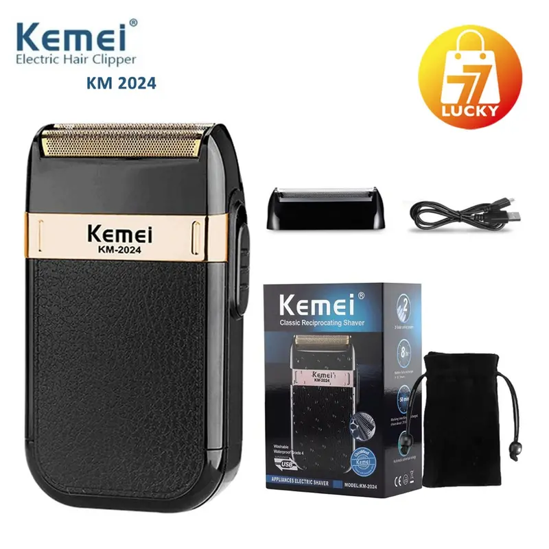 Paling Murah - Original Cukuran Rambut Kemei KM 1102 / KM 2024 Shaver Alat Cukur Kumis Jenggot Brewok Recharger 6