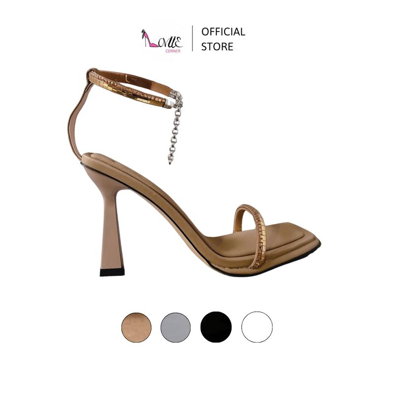 LOVIIECORNER GIÀY SANDAL CAO GÓT ĐI TIỆC ĐÍNH ĐÁ - GIÀY SANDAL CAO GÓT NỮ XOÀN ĐÁ GÓT NHỌN 9 PHÂN G250213