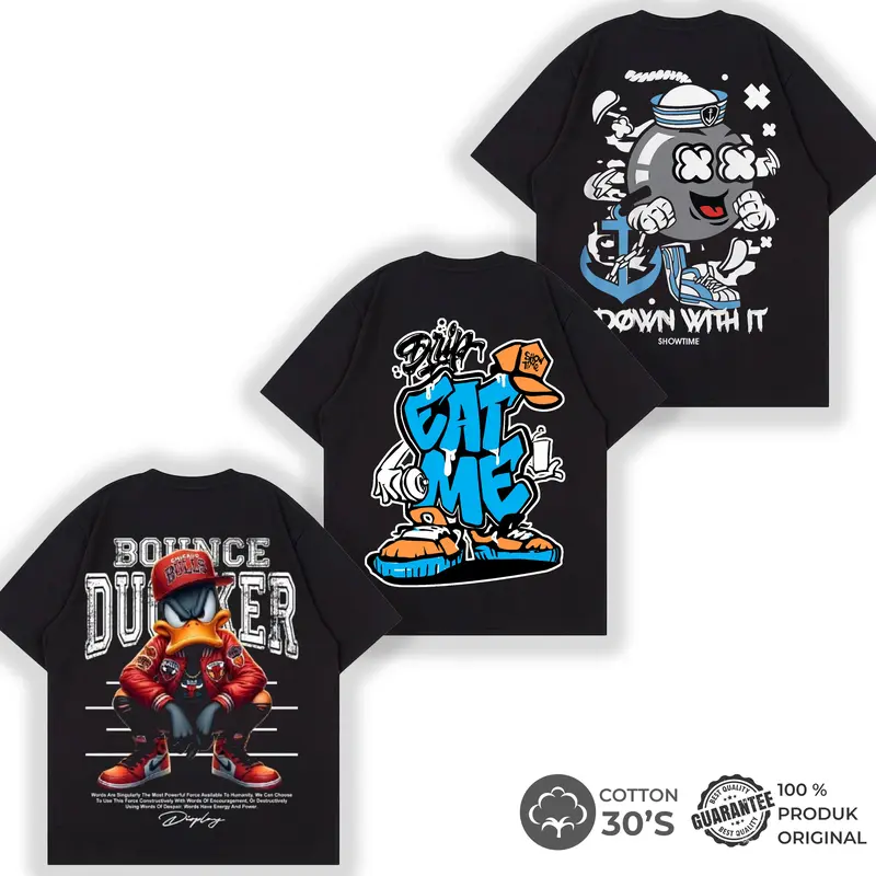 PROMO PAKET 3PCS 100K Kaos Tshirt Pria Terbaru  Lengan Pendek Motif Sablon Bergambar Keren Baju Distro Combed Tebal Panjang Nyaman High Kain Unik Cowok Hitam Katun 2