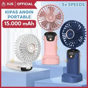 [HJS] Kipas Angin Mini Portable Usb 15.000 mAh / Kipas Lipat Genggam Mini / Leher 5-Speed Wind LED Display / Kipas Angin Mini / Mini Fan