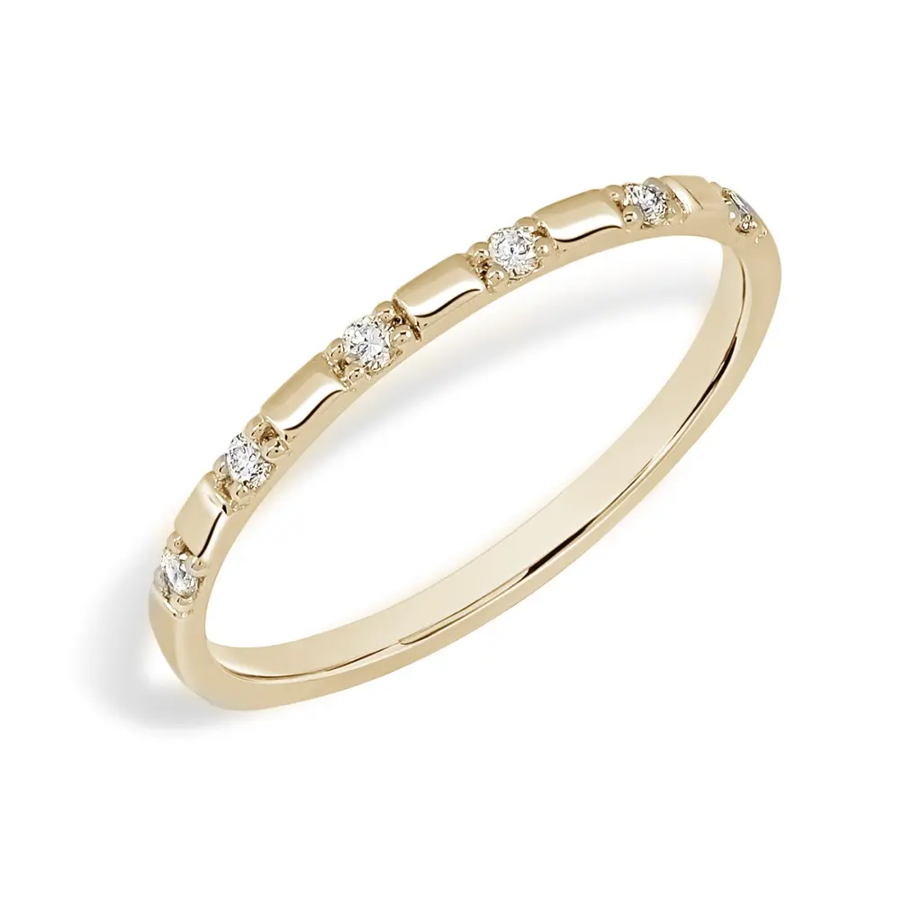 Morse Code Dainty Diamond Ring in 14K Yellow Gold (0.06 ct. tw.)
