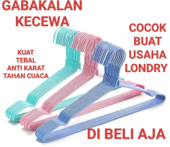 ISI 50 PCS!!! HANGER KAWAT /GANTUNGAN BAJU ANTI KARAT stainless jas lemari baju denim henger