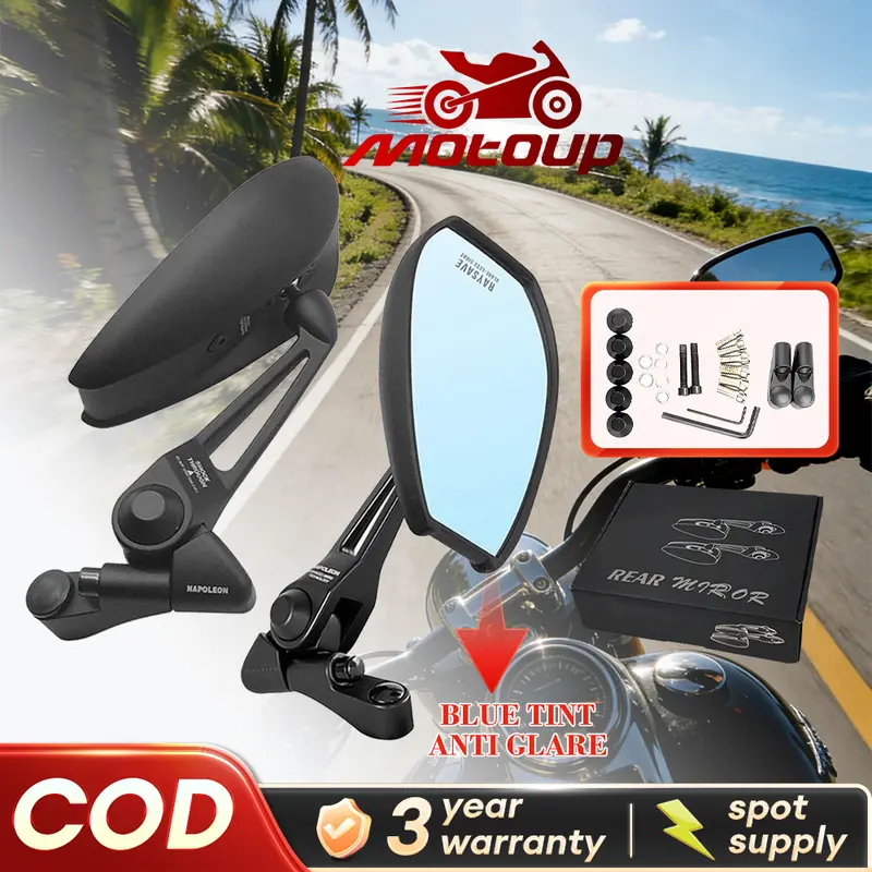 Motorcycle Rear View Mirrors – 1 Pair Adjustable Rotating Side