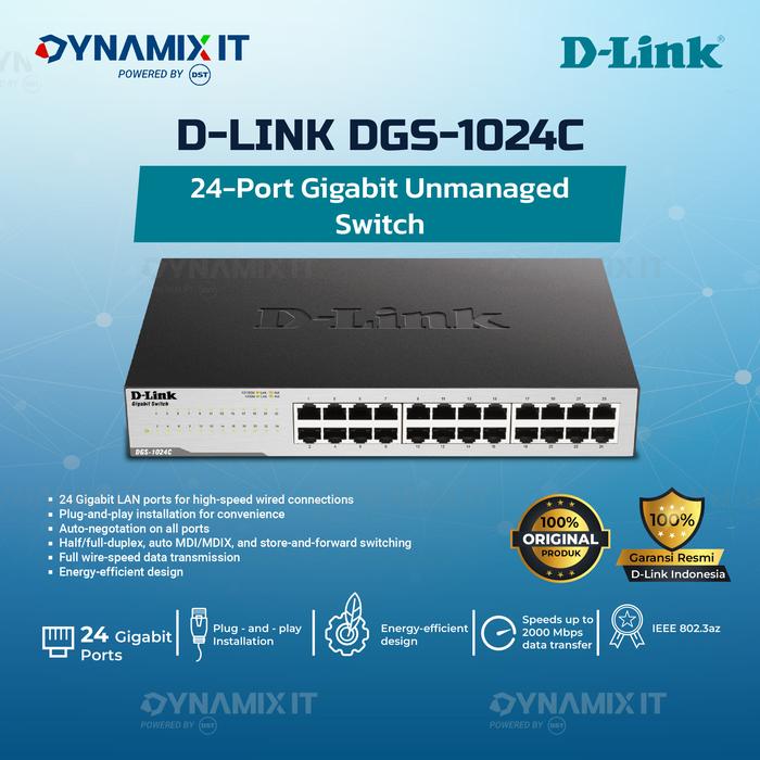 Gambar D-Link / DLink DGS-1024C 24-port 10/100/1000Mbps Unmanaged Switch dari DYNAMIX IT Kota Surabaya Tokopedia