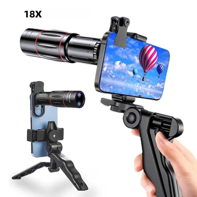 Kính Viễn Vọng Một Mắt Ống Nhòm Thu Phóng Kẹp Ống Kính Máy Ảnh Điện Thoại Di Động 18X Ống Kính Tele Thích Hợp Cho Các Hoạt Động Thể Thao Cắm Trại mắt cá camera Lens Phone Phụ Kiện Kem